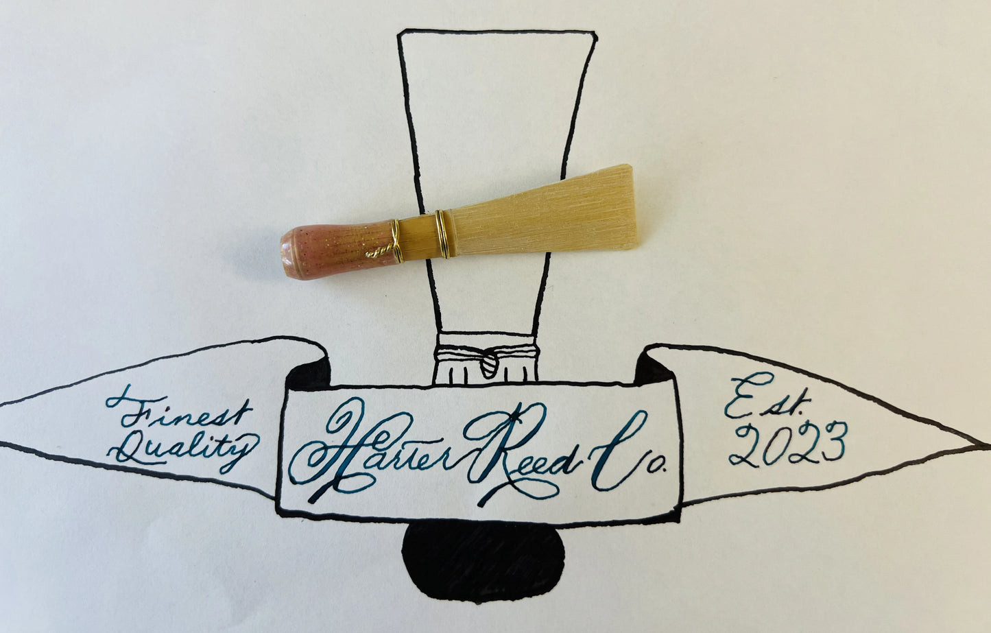 Side view of bassoon reed blank by Harter Reed Co. showing tube cane dimensions