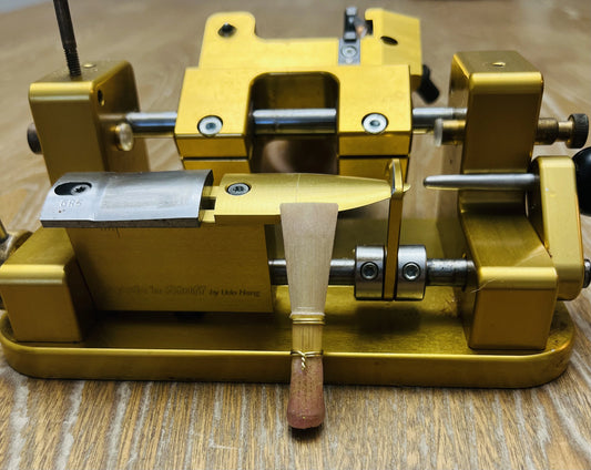 Tip-profiled bassoon reed blank by Harter Reed Co. showing GR5 tip profile